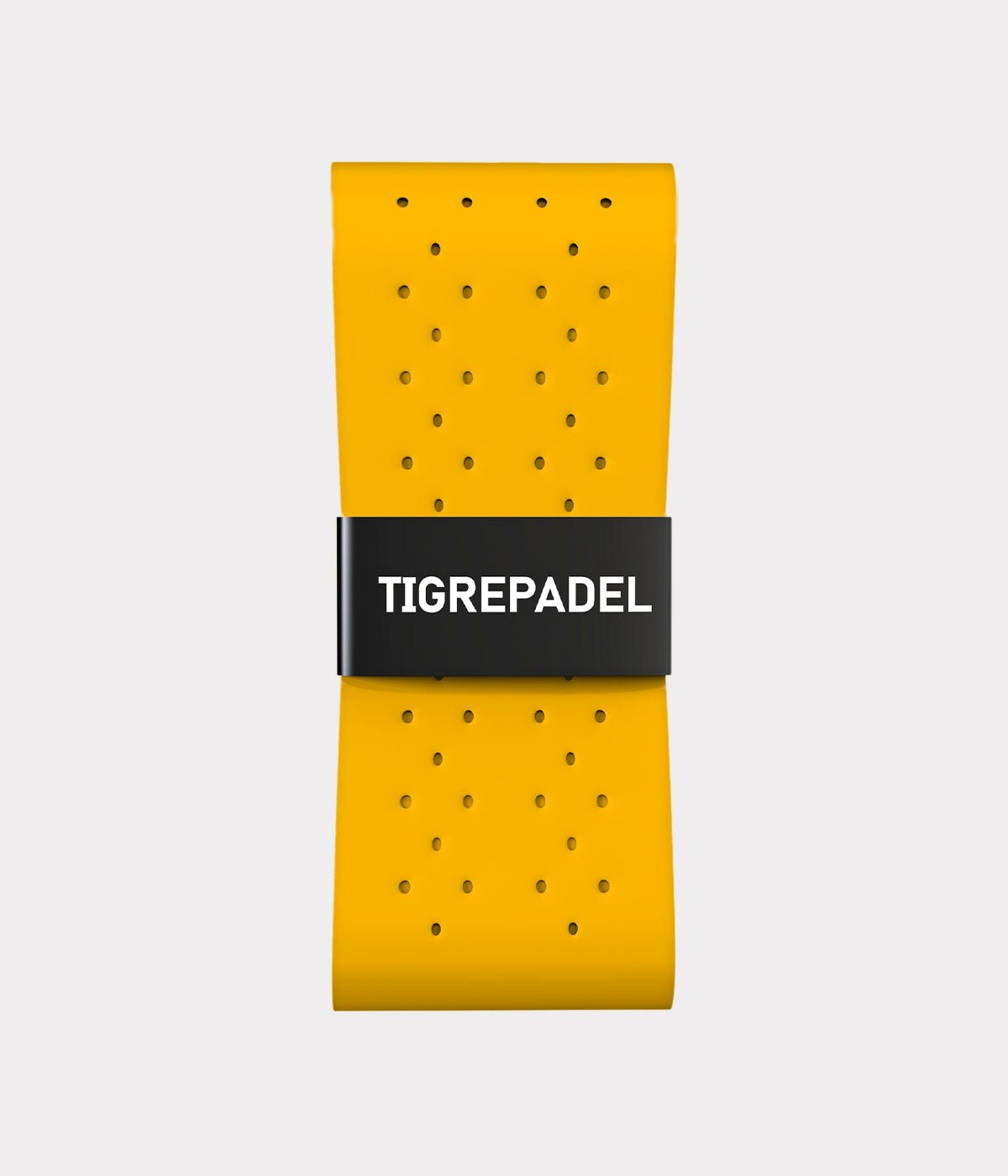 Gele padel overgrip van TigrePadel met geperforeerd design voor extra comfort en grip.
