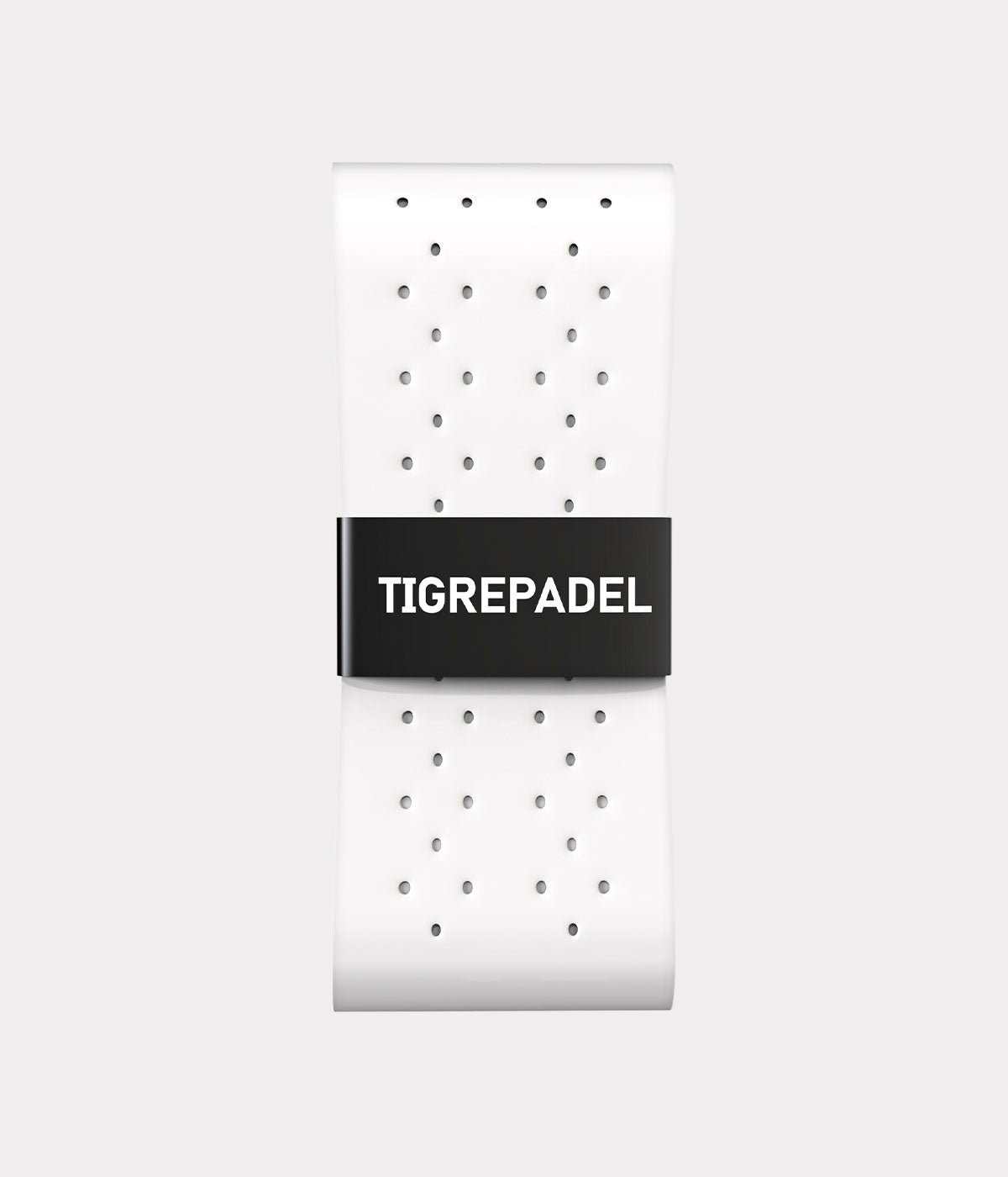 Witte padel overgrip van TigrePadel met geperforeerd design voor extra comfort en grip.