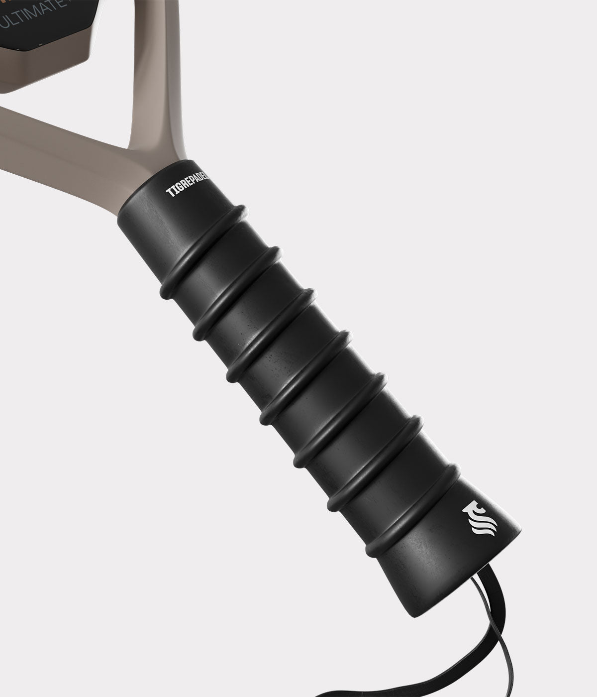  Close-up van zwarte padel basisgrip met textuur voor extra grip van TigrePadel 