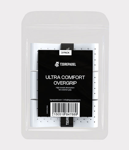 Witte padel overgrip 3-pack van TigrePadel met extra comfort en grip